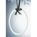Alicia Beveled Economy Oval Ornament w/ Gold Ribbon - Jade Glass